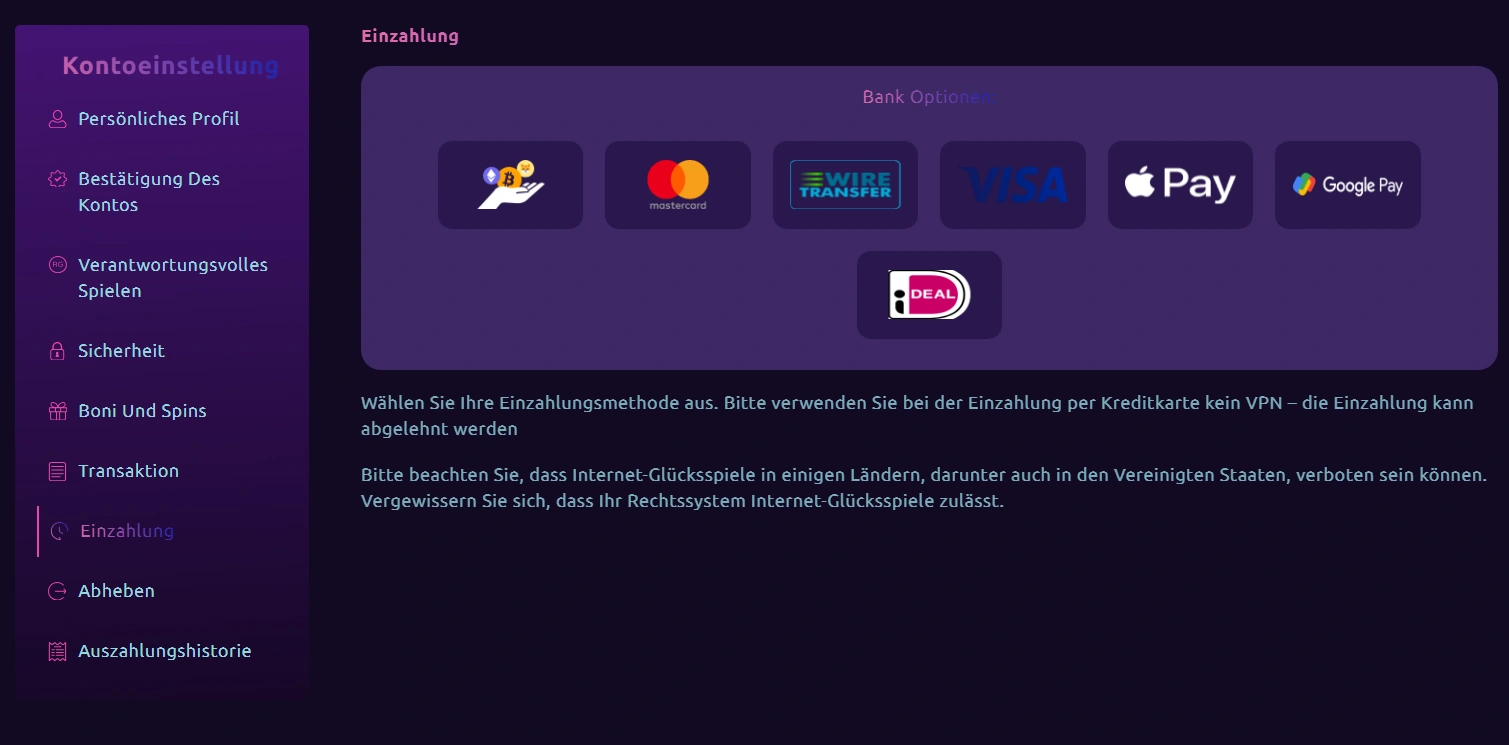 Zahlungsmethoden im Casino Marriott